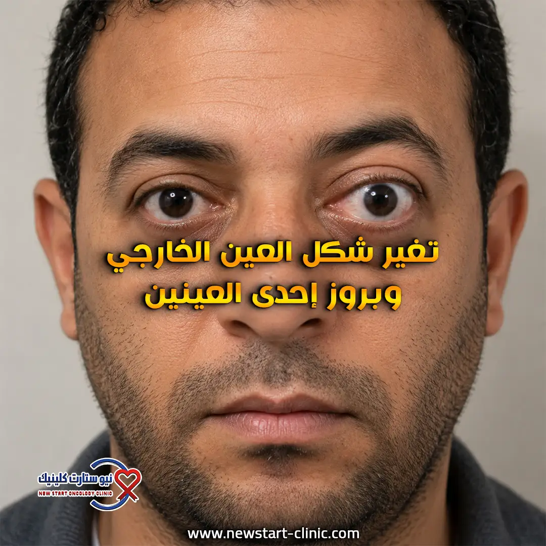 تغير شكل العين الخارجي وبروز إحدى العينين
