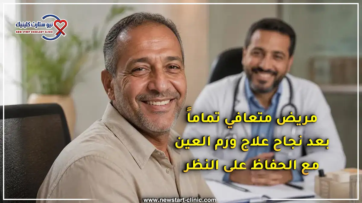 مريض متعافي تماماً بعد نجاح علاج ورم العين مع الحفاظ على النظر.